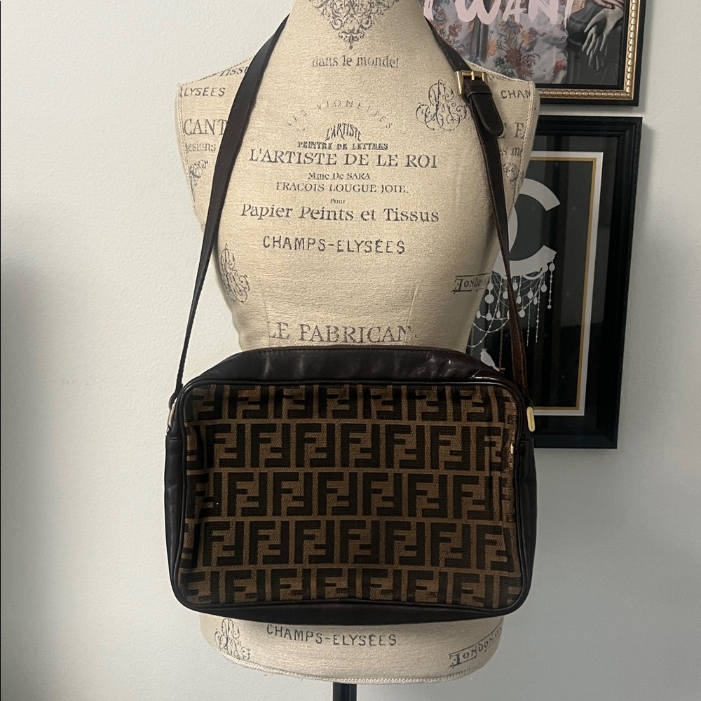 Vintage Fendi Brown FF Monogram Shoulder Bag - Picture 4 of 14
